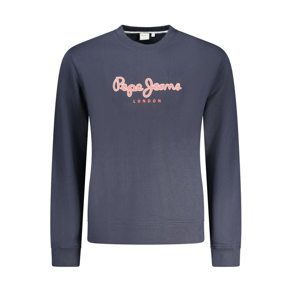 Blue sweatshirt with pink logo