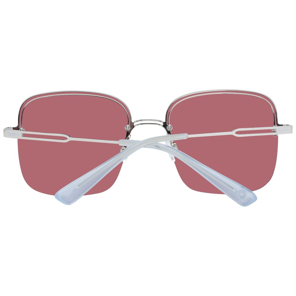Pair of sunglasses with red frames
