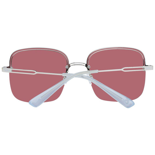 Pair of sunglasses with red frames