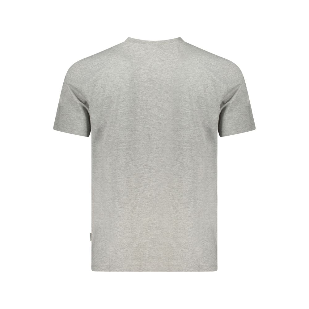 Grey cotton men's t-shirt with short sleeves and round neckline