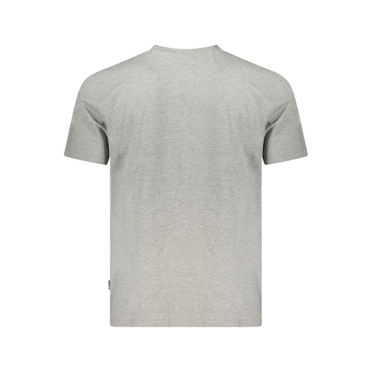 Grey cotton men's t-shirt with short sleeves and round neckline