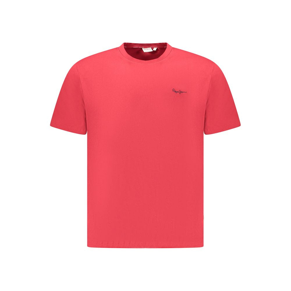 Red short sleeve t-shirt on a hanger