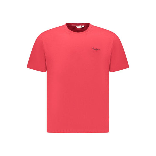 Red short sleeve t-shirt on a hanger