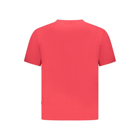 Red short sleeve shirt on a hanger