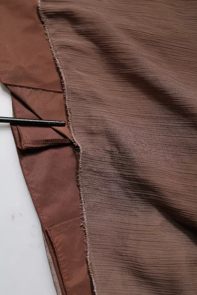 Brown sleeveless deep V-neck A-line long maxi dress