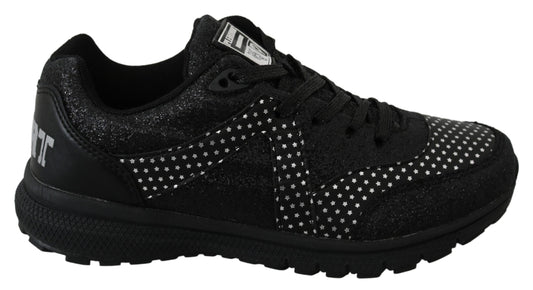 Black and white sneaker with a glittery texture