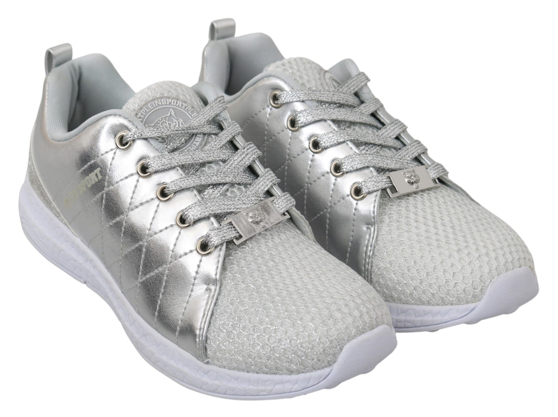 Silver glittery sneakers for children