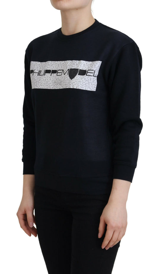 Long sleeve black sweater with white graphic on front