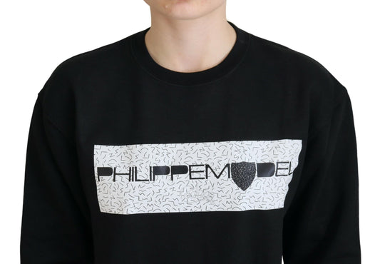 Black sweatshirt with white lettering and design