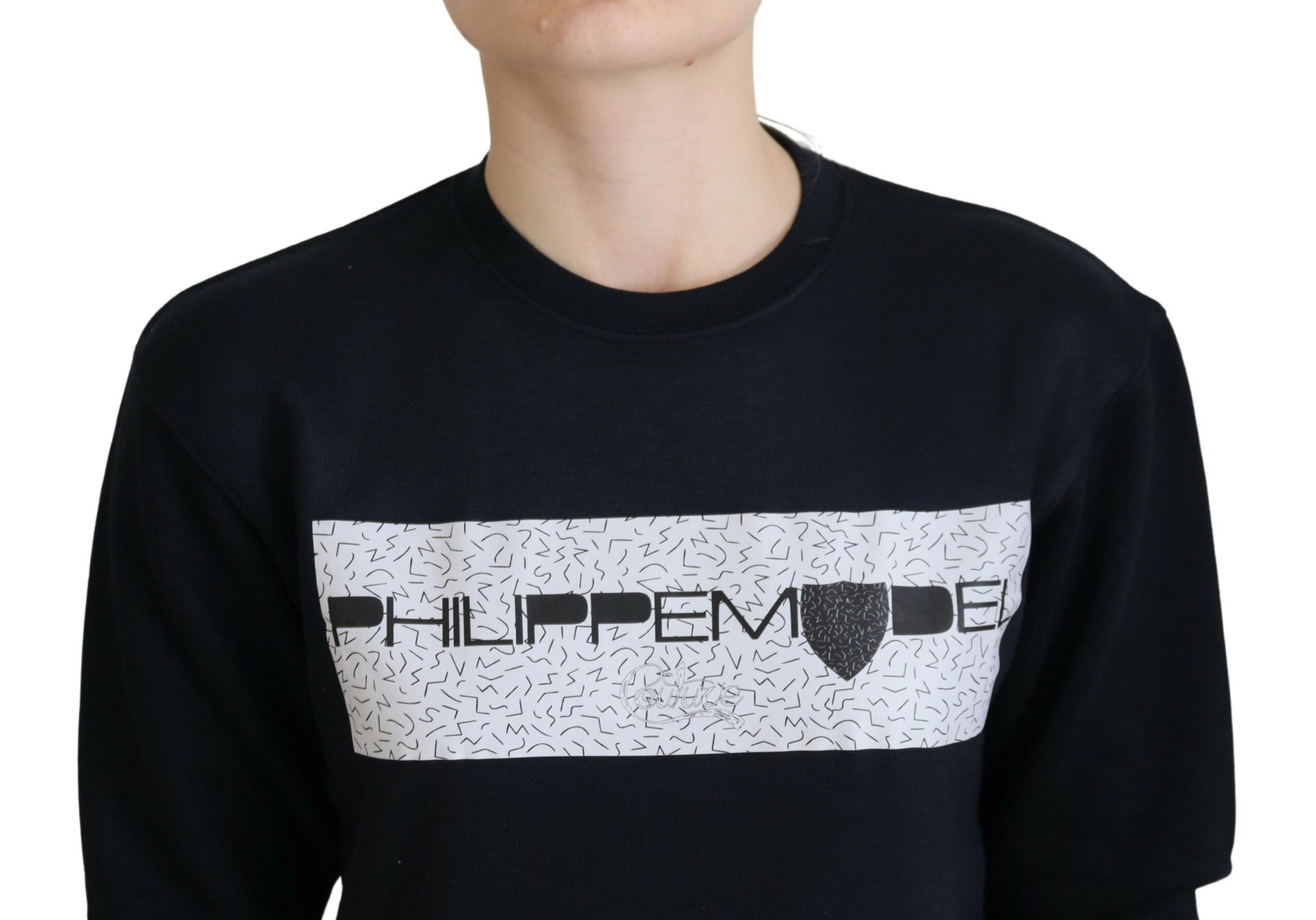 Black sweatshirt with white lettering