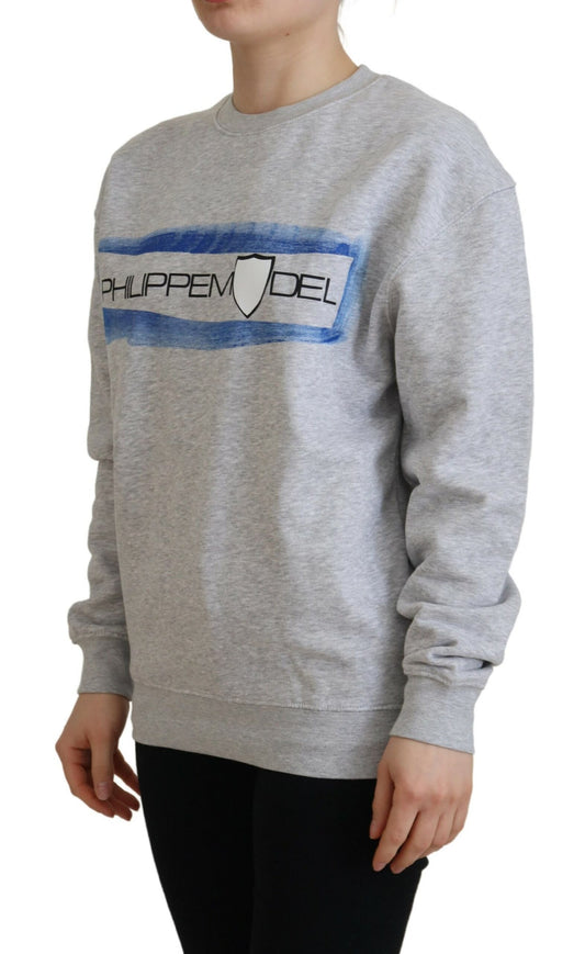 Grey sweatshirt with blue logo