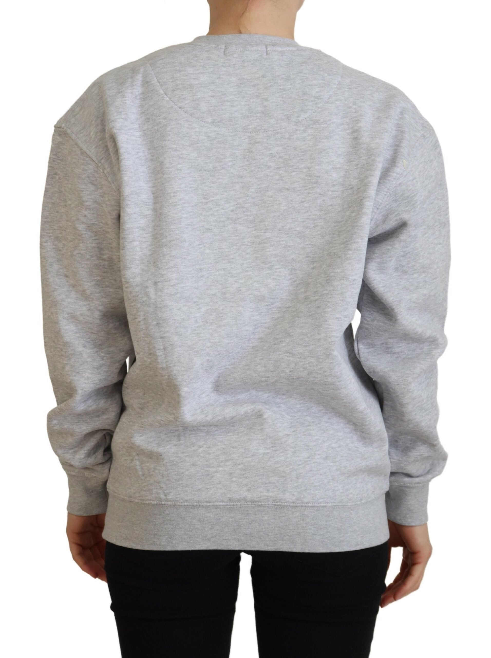 Grey sweatshirt on a person's back