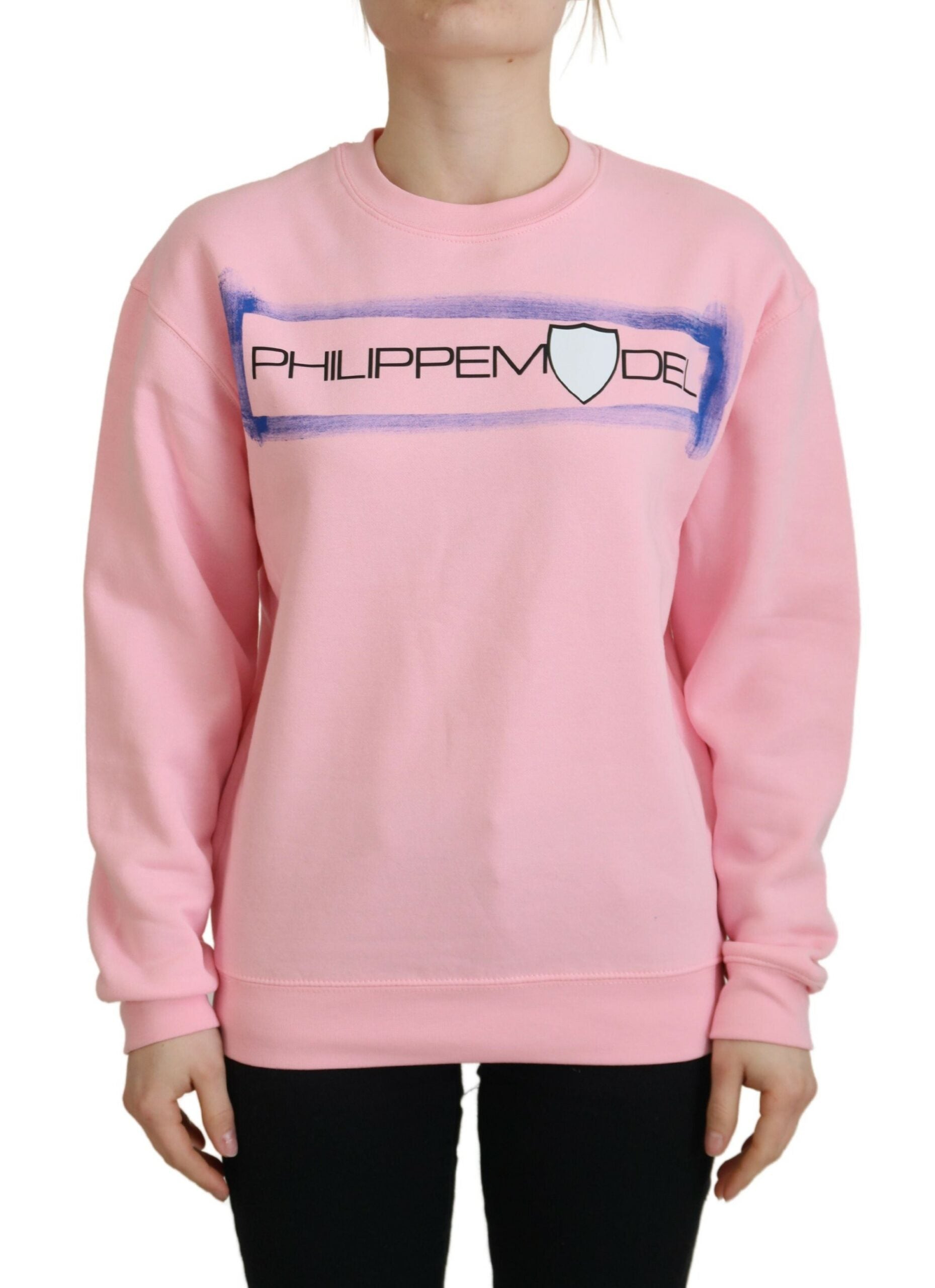 Pink sweatshirt with white logo