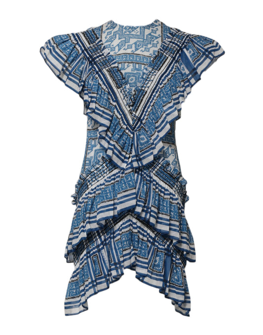 Blue and white patterned dress