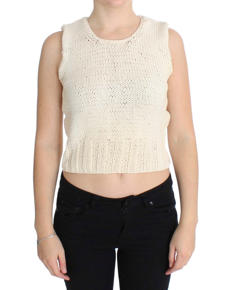 Crocheted tank top on woman