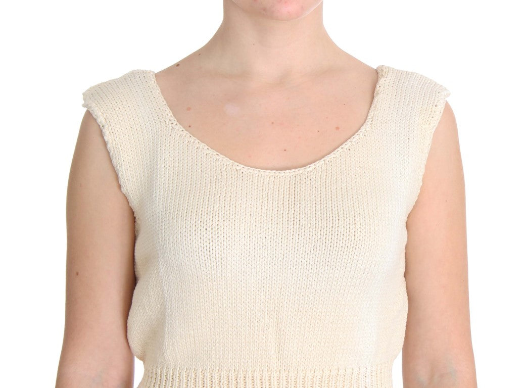 Tan knitted sleeveless top