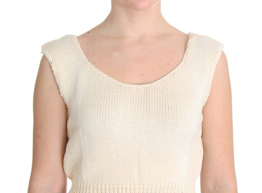 Tan knitted sleeveless top
