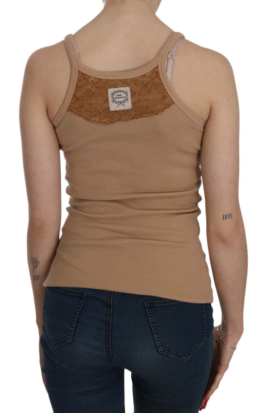 Brown tank top on woman's back