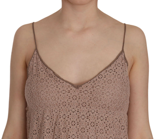 Brown spaghetti strap dress with lace detailing