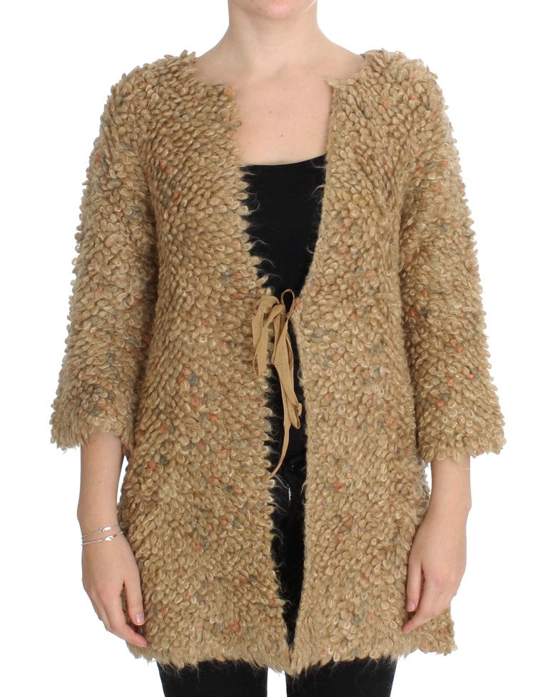 Brown fur coat with fringe detailing