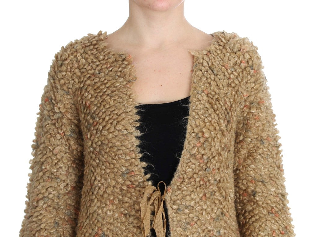 Brown furry vest with fringe details