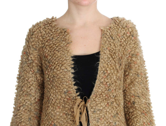 Brown furry vest with fringe details