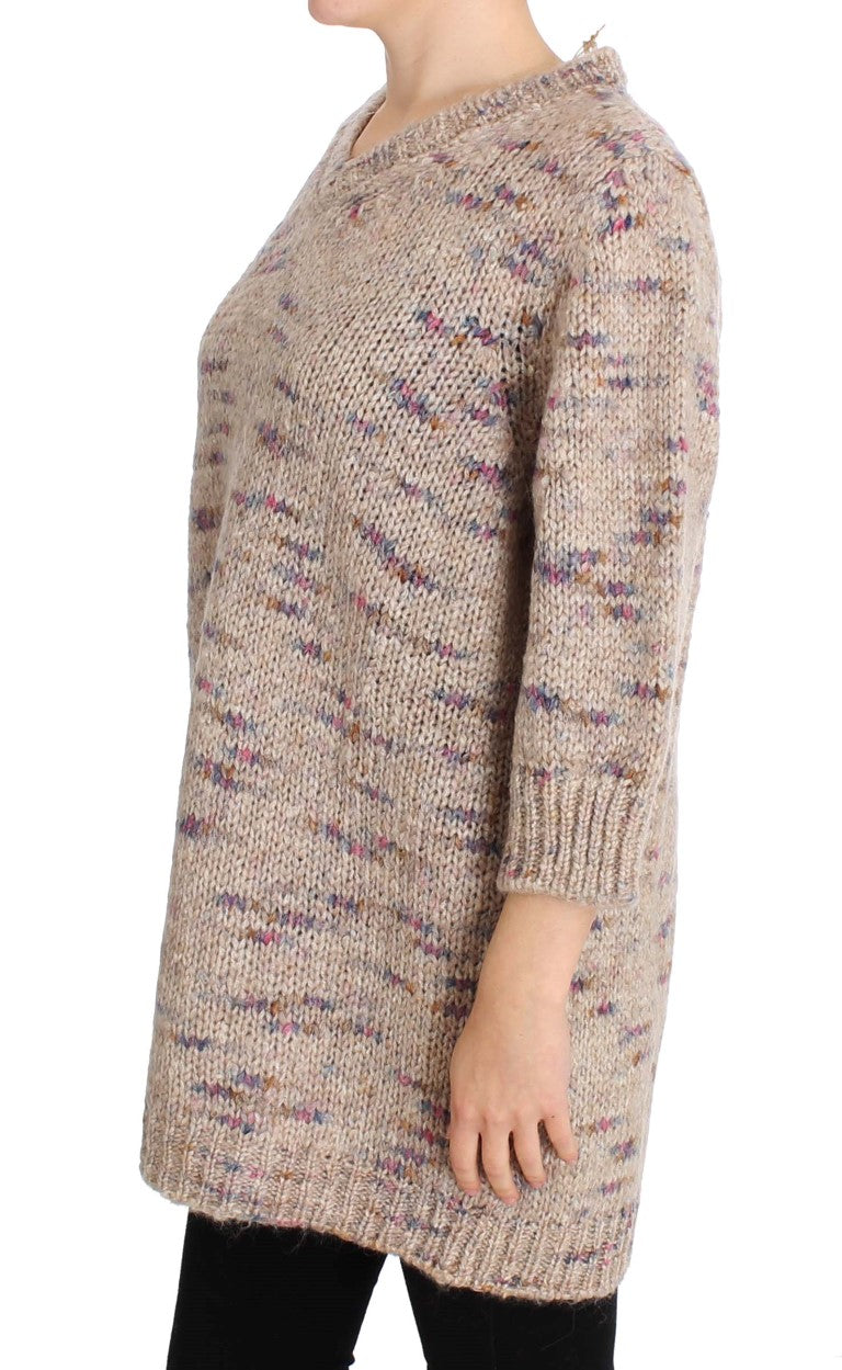 Long sleeve knit sweater with floral pattern