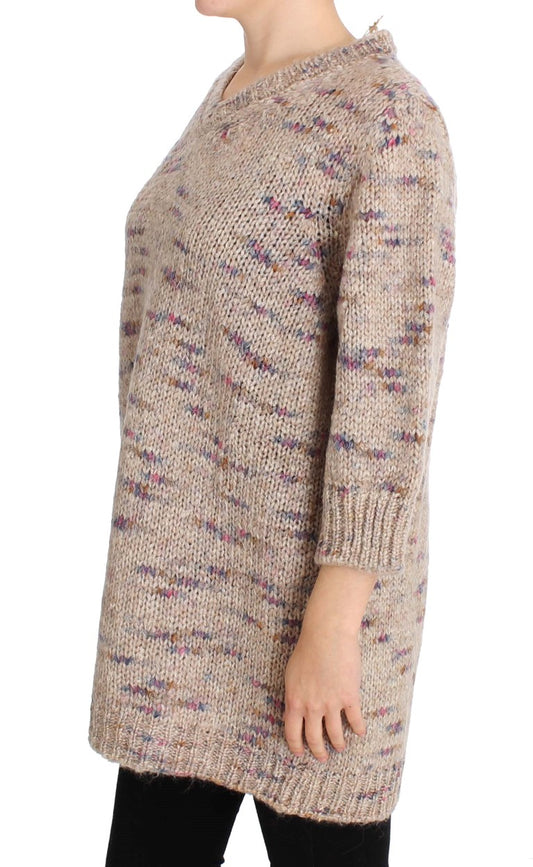 Long sleeve knit sweater with floral pattern