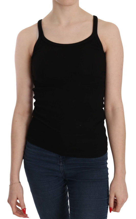 Black tank top on woman