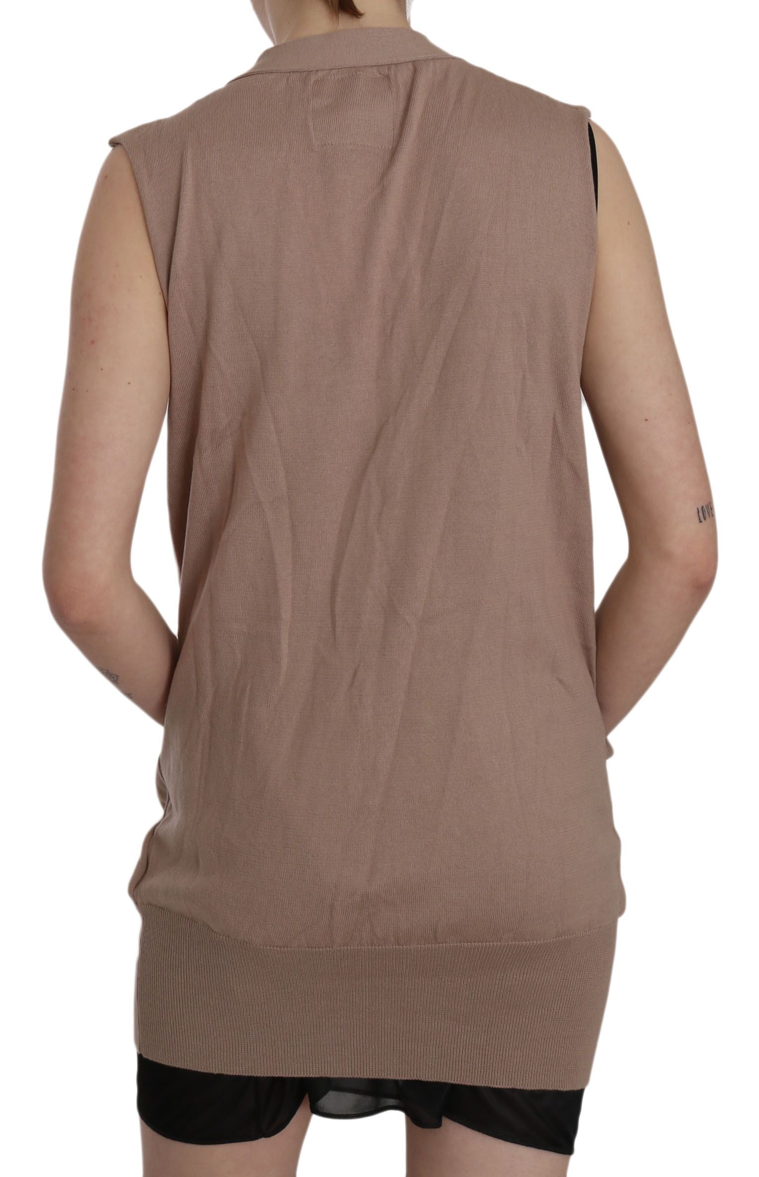 Brown cropped vest on a person