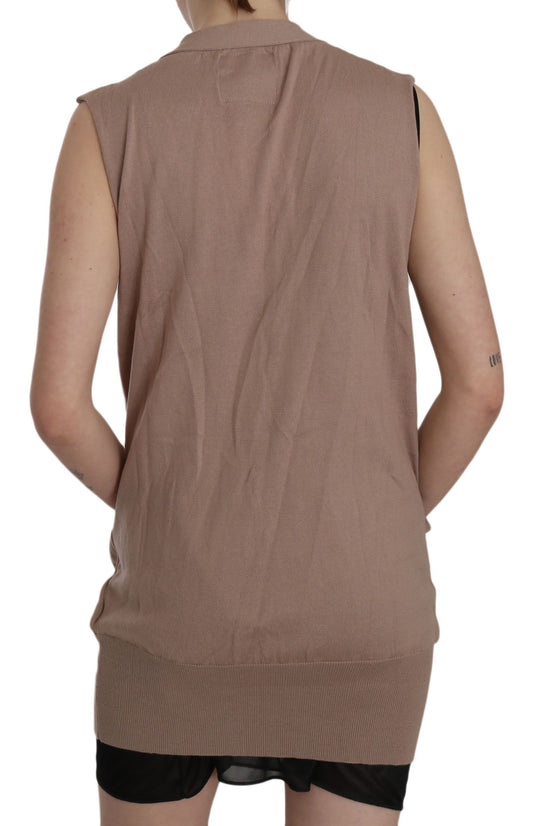 Brown cropped vest on a person
