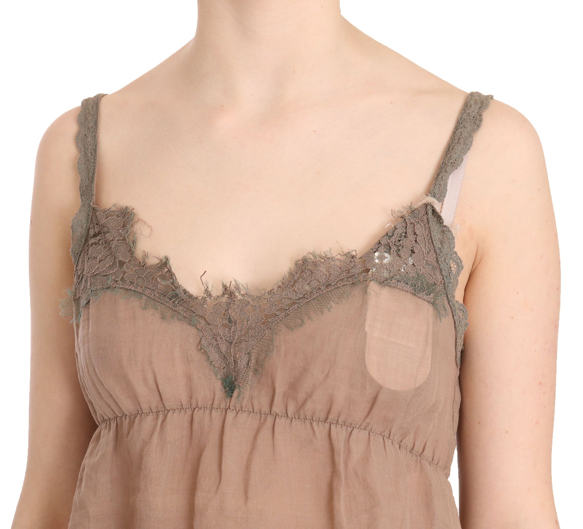 Brown lace bralette with ruffled edges