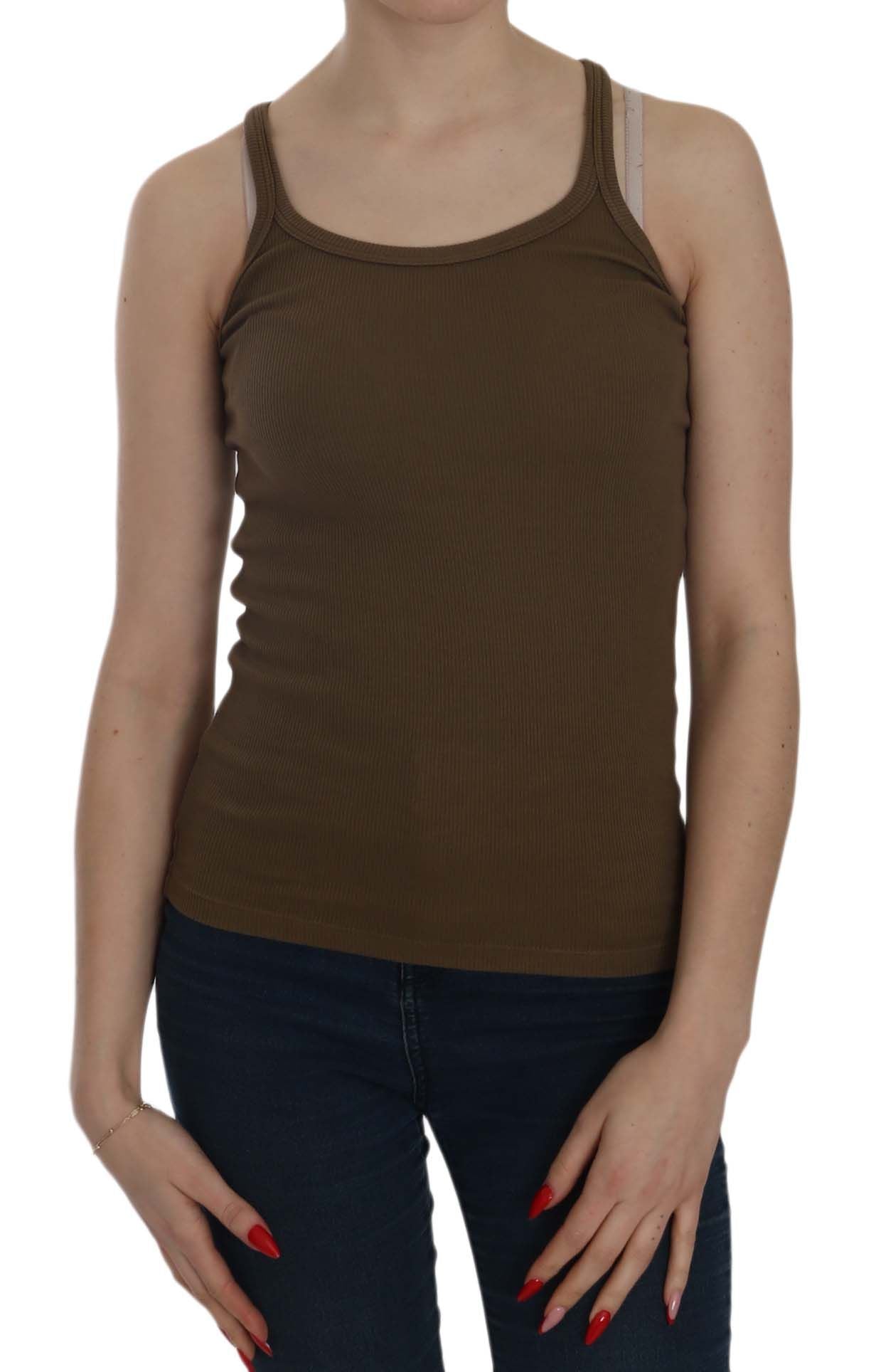 Brown tank top on woman