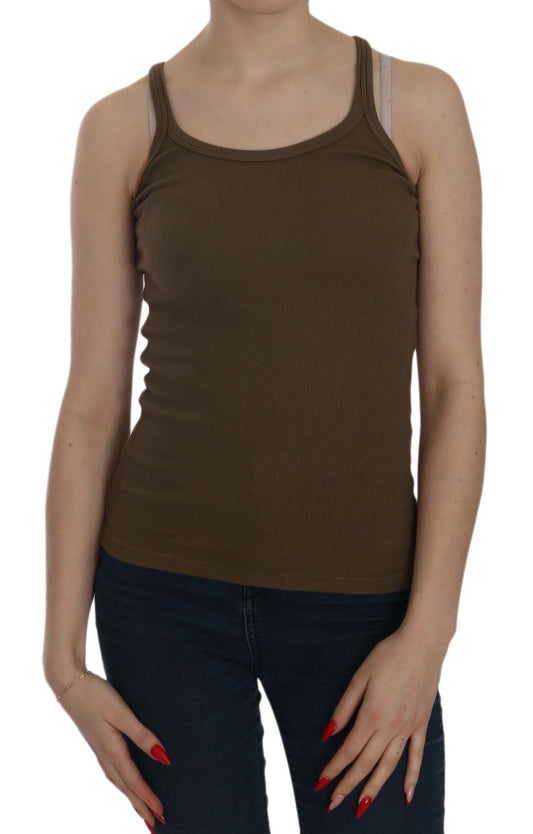 Brown tank top on woman