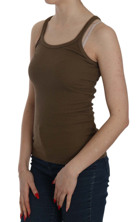 Brown tank top on woman