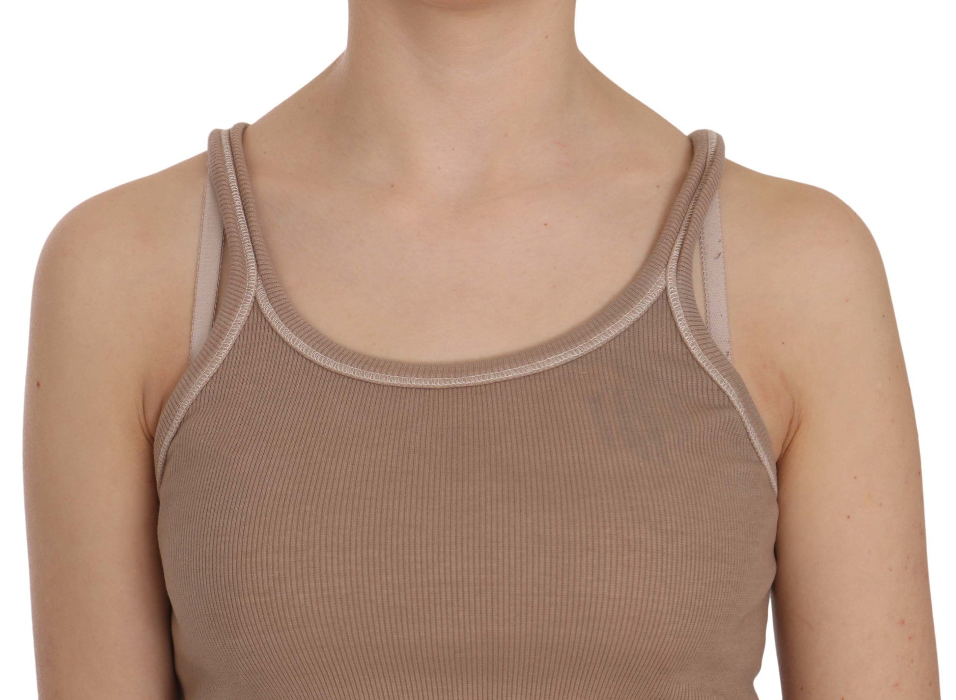 Brown tank top on woman's torso