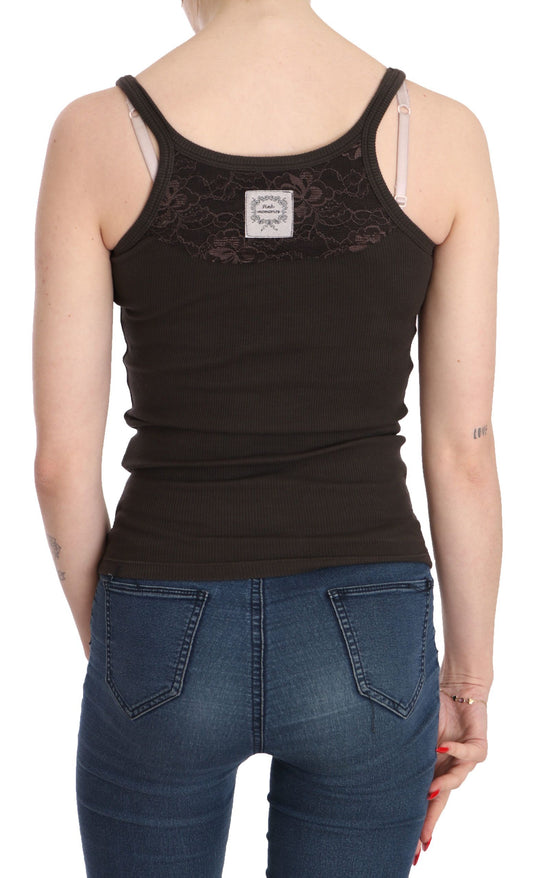 Black tank top with lace trim on back