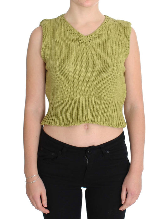 Woman wearing cropped knit vest