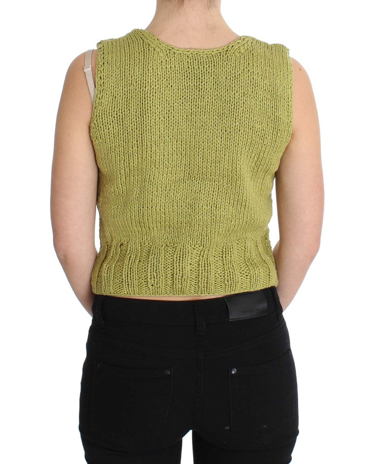 Knitted vest worn by person