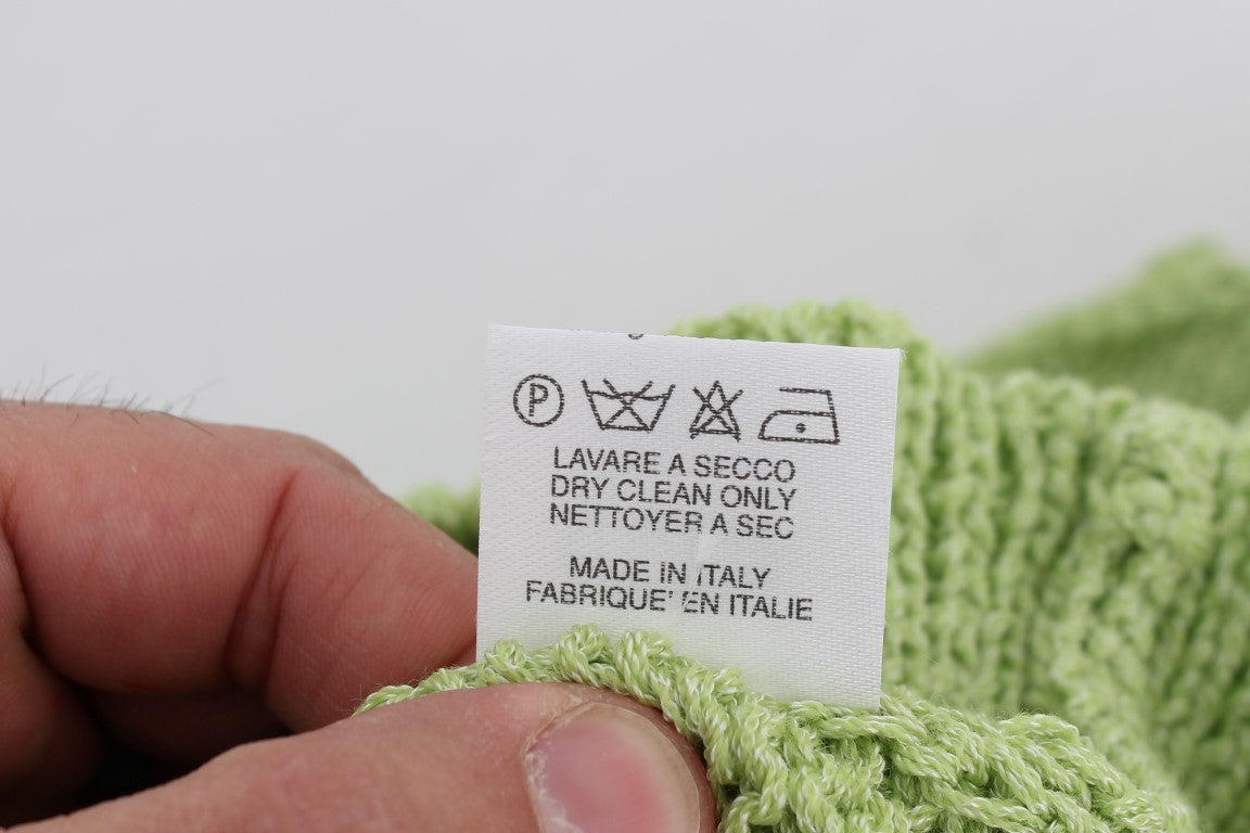 Green fabric with care label