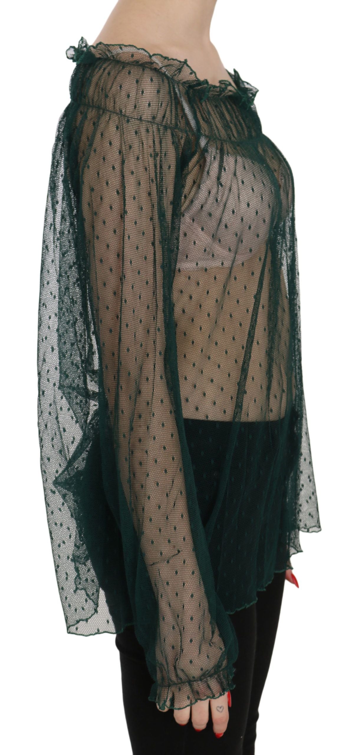 Black lace top with long sleeves
