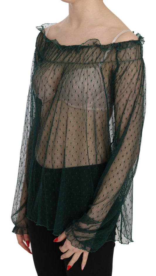 Long sleeve lace top with ruffled shoulders