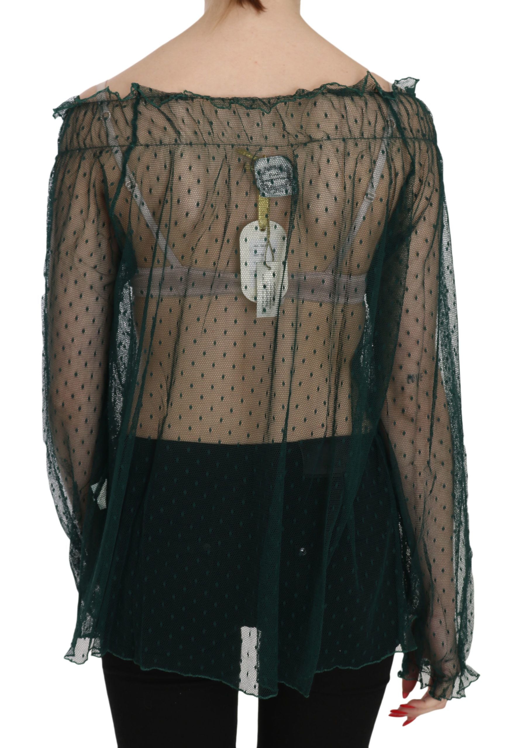 Black lace backless top with ruffled sleeves