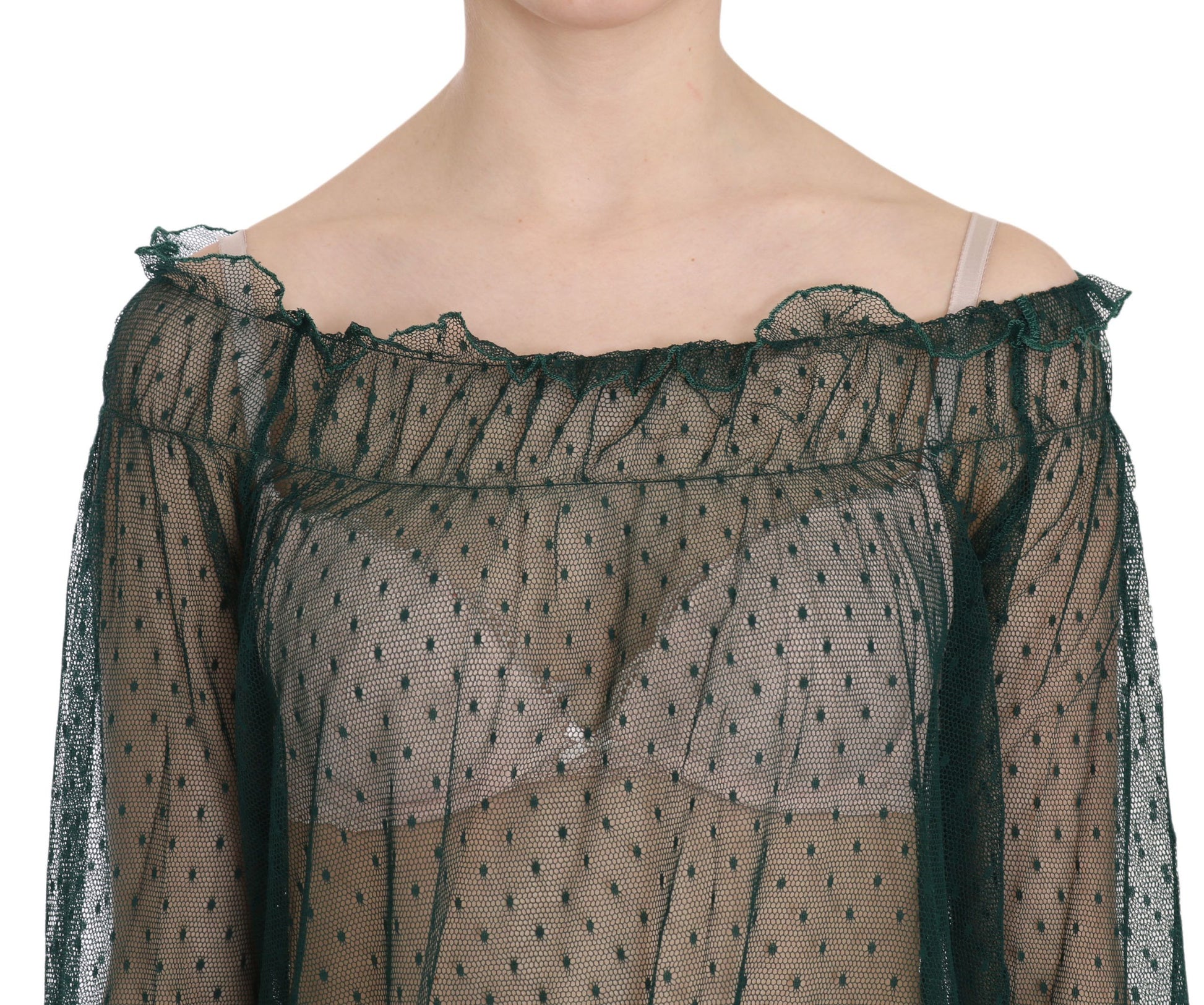 Sleeveless lace top with ruffled shoulders