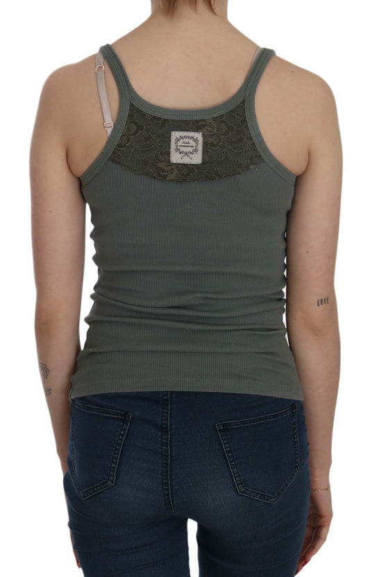 Woman wearing tank top and jeans
