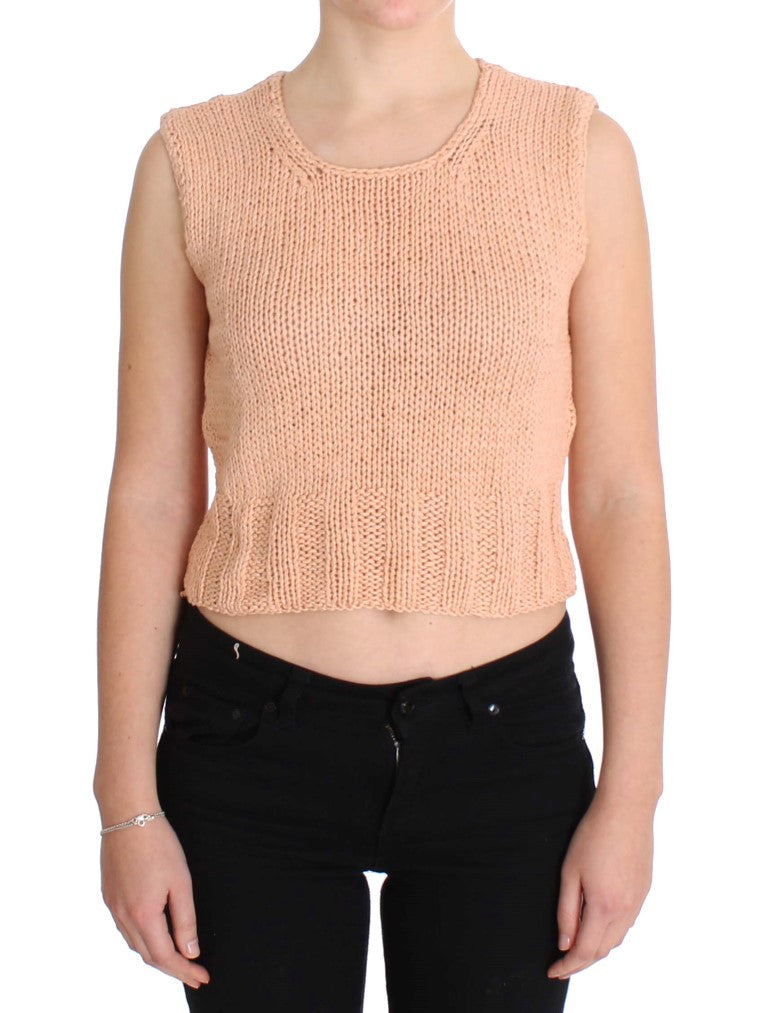 Woman wearing crocheted top