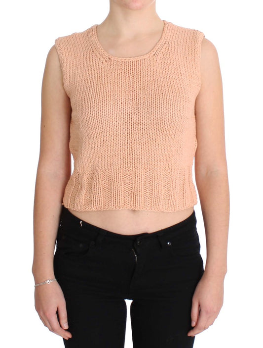 Woman wearing crocheted top