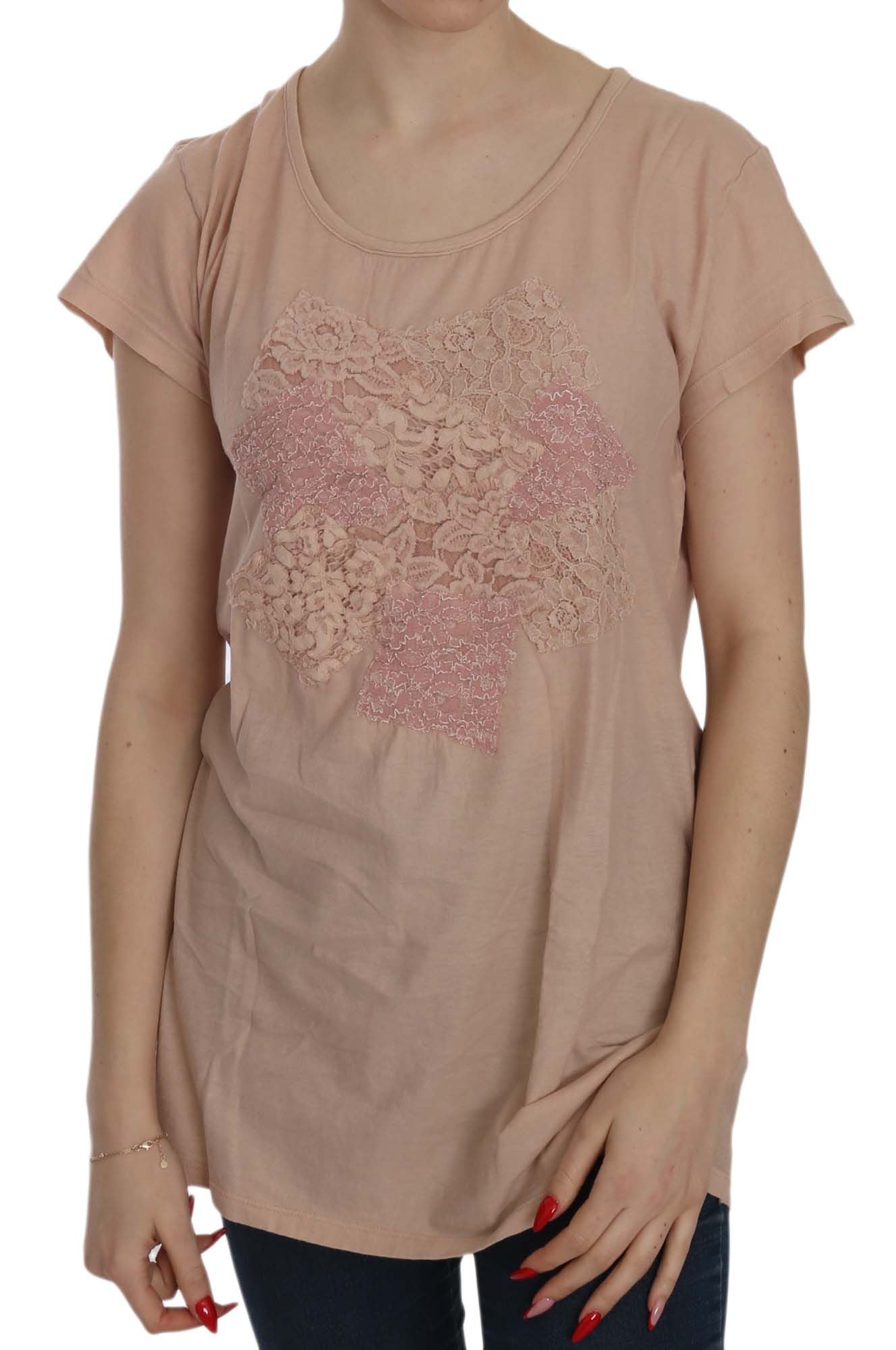 Long sleeve pink shirt with embroidered design on front
