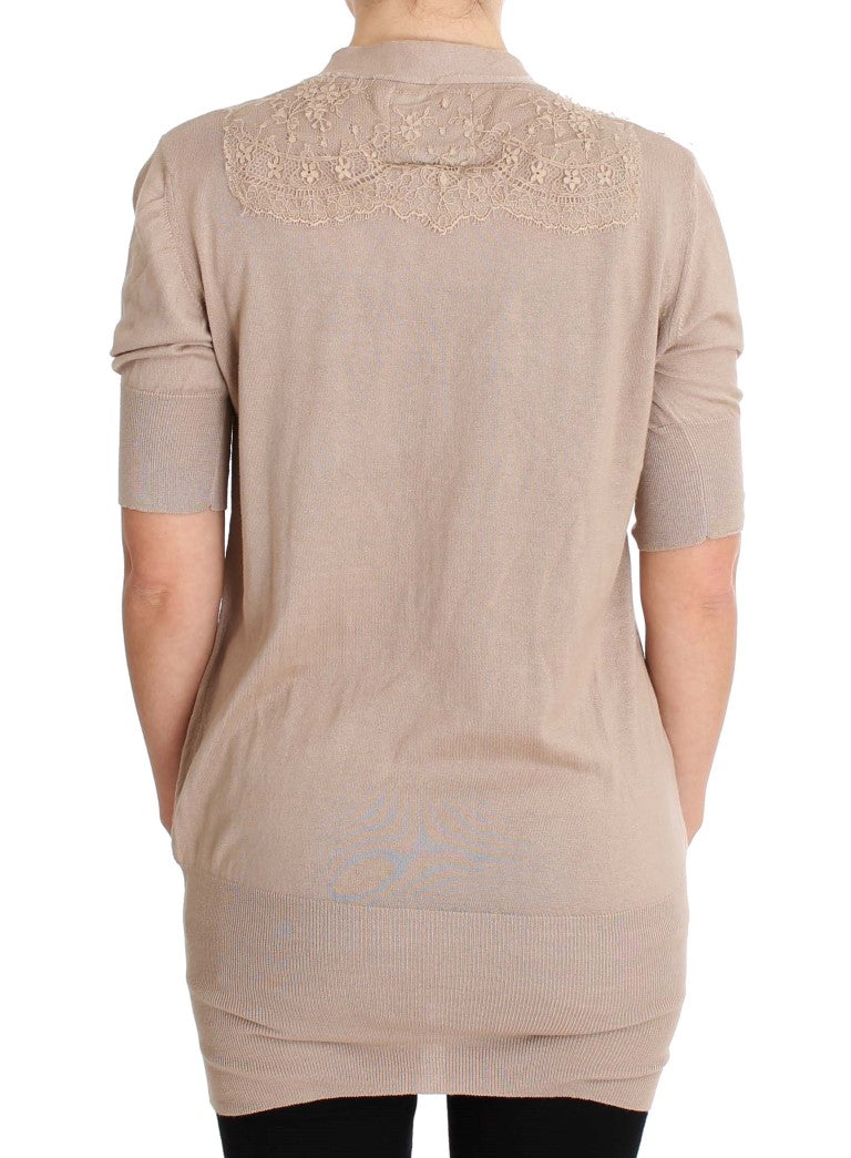 Long sleeve beige knit sweater dress