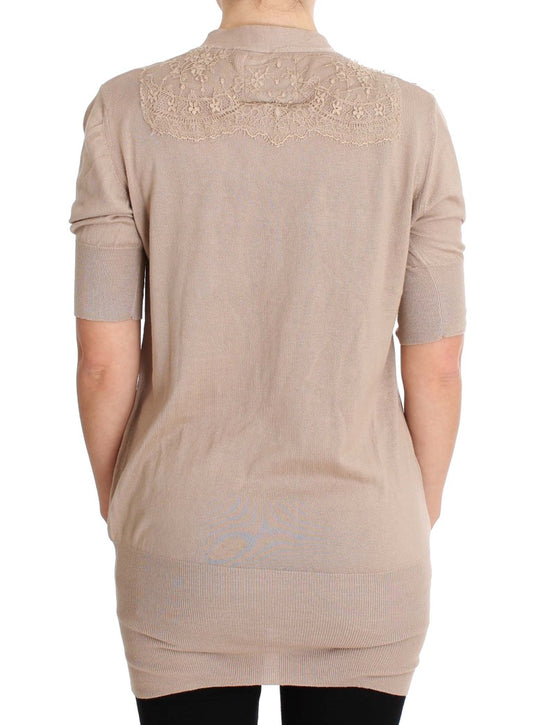 Long sleeve beige knit sweater dress